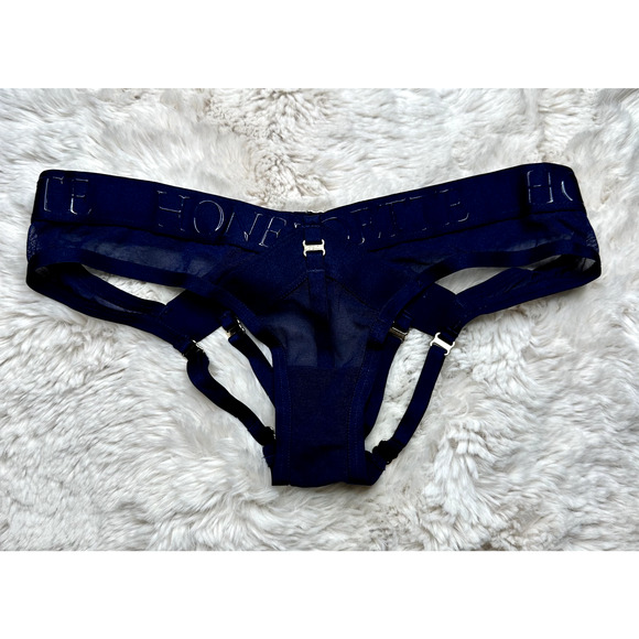 RARE🔥 Honey Birdette ELVIS 💙 Navy Blue Backless Cheeky Brief XSmall - Picture 2 of 4